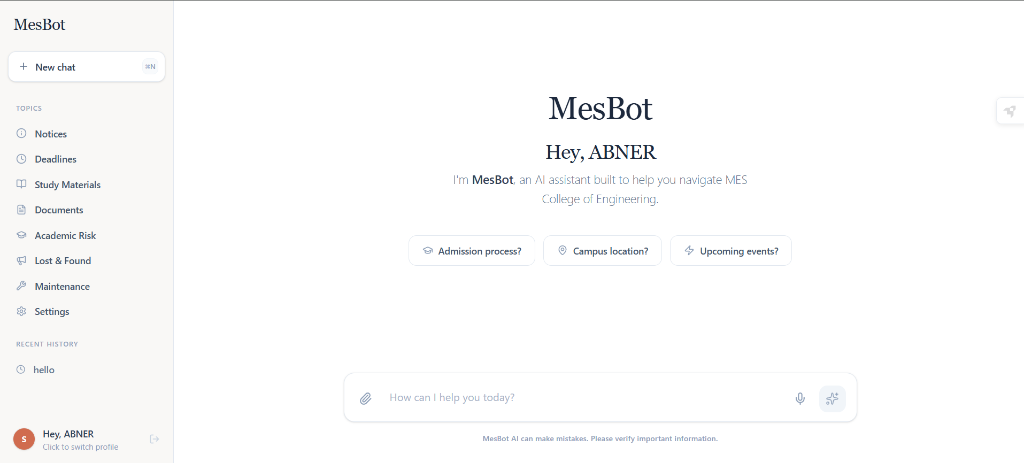 MesBot Interface